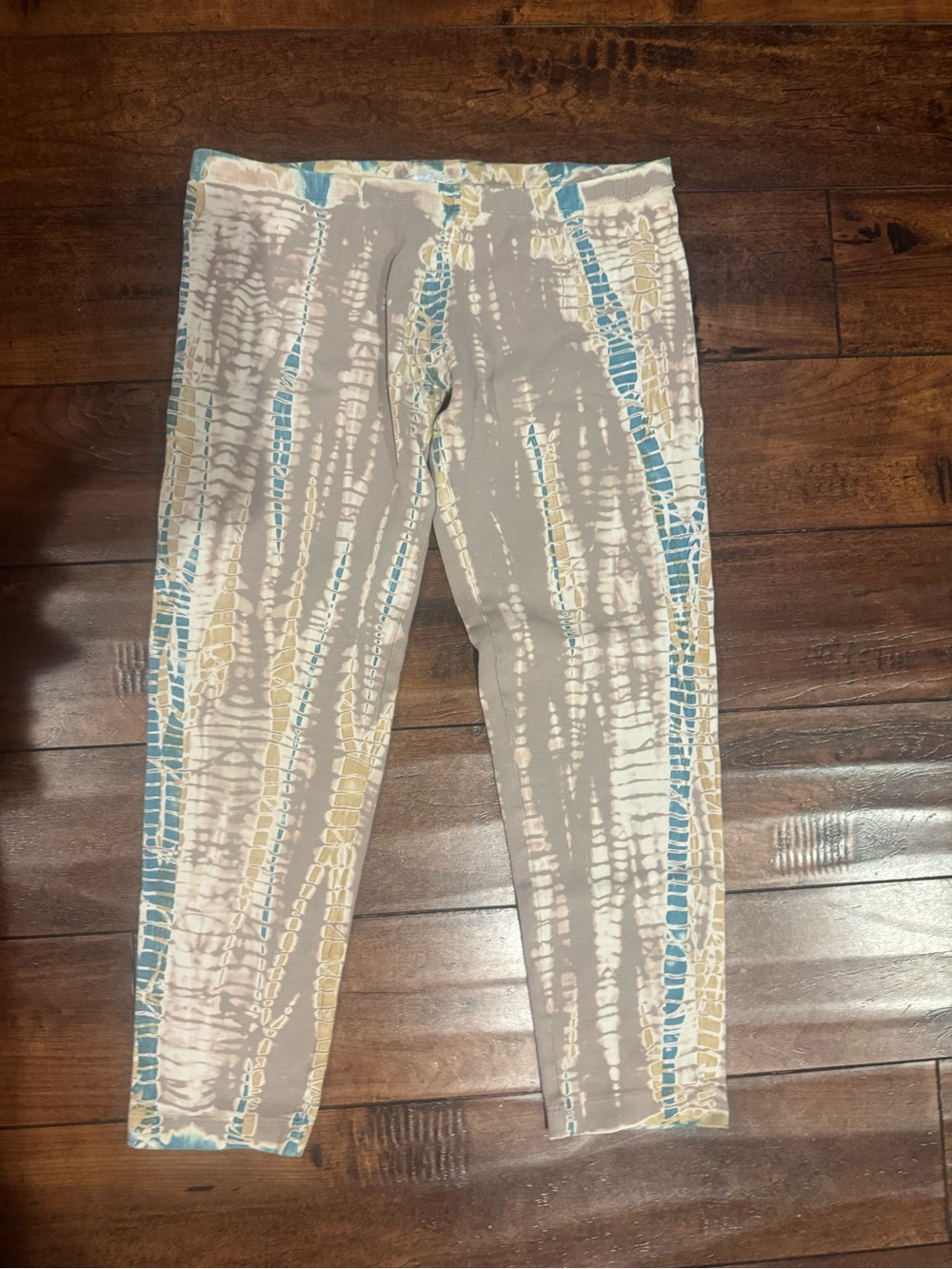 Hard Tail Taupe Capris with Blue & Cream Stripes